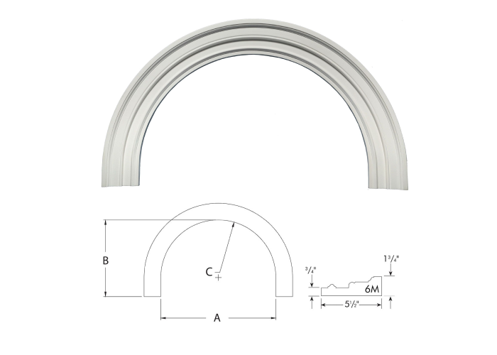 HalfRound Arch Trim 6M Decorative